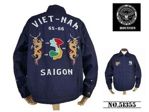 【送料無料 24%OFF】HOUSTON ヒューストン スラブデニム ベトナムジャケット VIETNAM JUMPER 「MAP」 NO.51355 INDIGO_Lサイズ