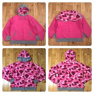 BAPE LOGO ジップ パーカー Mサイズ a bathing ape zip hoodie エイプ ベイプ アベイシングエイプ Pink camo 迷彩 NIGO om9