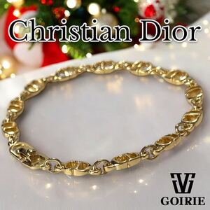 【希少/極美品】Christian Dior クリスチャンディオール ブレスレット CDロゴ GP ゴールド 金メッキ チェーン アクセサリー レディース