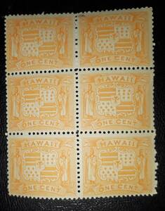 ハワイ 1894年 1セント未使用切手 6枚