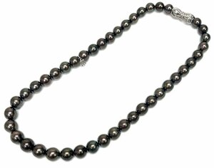 MIKIMOTO ミキモト 黒蝶真珠 ブラックパール ネックレス K18WG金具 Mチャーム付 重量58.3g 珠約8.2-11.2mm 約43cm ブランドジュエリー 箱有