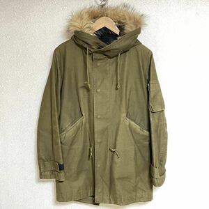 【REATS TAILOR ZAZOUS】リーツテイラーザズー モッズコート フルジップアップ ラクーンファー カーキ系 日本製 メンズ サイズ36/Y8637FF