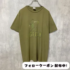 古着 used　All About The GREEN　半袖プリントTシャツ　カーキ　レトロ　個性的　クルーネック　オーバーサイズ