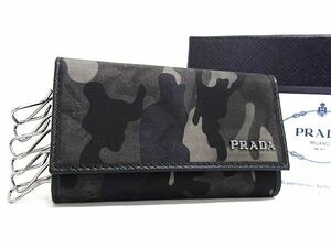 ■新品■未使用■ PRADA プラダ テスートナイロン カモフラージュ 迷彩柄 6連 キーケース 鍵入れ カーキ系 AX0156