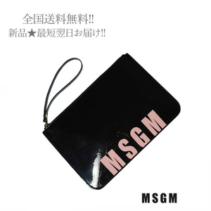 C865.. MSGM クラッチ バッグ ミラノ限定 直接買付 ロゴ 多用途 ブラック×ピンク