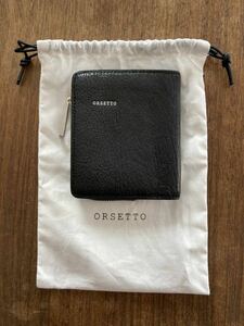 ORSETTO オルセット　二つ折り財布　ミニ財布　レザー ブラック 