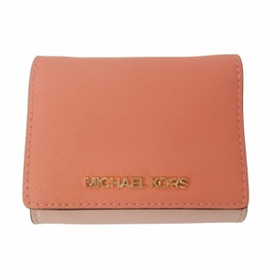 マイケルコース MICHAEL KORS 美品 三つ折り財布 ウォレット レザー コンパクト ラウンドファスナー ピンク 0718 GY06 レディース