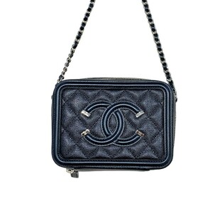 シャネル CHANEL CCフィリグリー ミニショルダーバッグ A84452 ブラック/ゴールド金具 キャビアスキン ショルダーバッグ レディース 中古