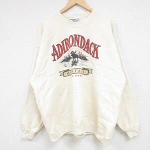 XL/古着 リー Lee 長袖 スウェット メンズ 90s ADIRONDACK 大きいサイズ クルーネック 生成り 24sep07 中古 スエット トレー