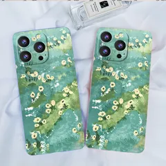 スマホケース 油絵フラワー マット保護ケース