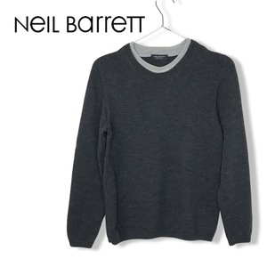 イタリア製★Neil Barrett ニールバレット★メンズ ウール ニット セーター グレー プルオーバー size XS 管:C:01