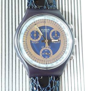 SWATCH スウォッチ クロノ SCN102 シルバースター 1990 クオーツ クロノグラフ 電池交換済み CHRONO Silver Star 未使用