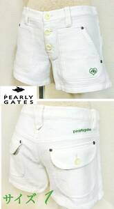 PEARLY GATES　パーリーゲイツ　ボタンフライ　ショートパンツ　ゴルフウェア　ホワイト　サイズ1