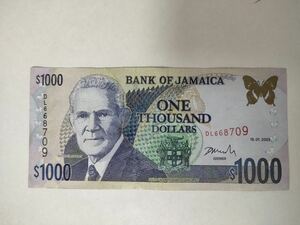 A 1055.ジャマイカ1枚(2003年)紙幣