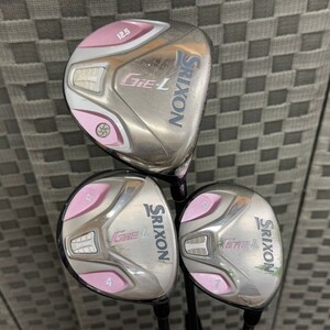 M935-O18-4298 ダンロップ SRIXON スリクソン GiE-L 3本セットまとめ 1W 12.5°/4W 17°/7W 23° フレックス:L 右利き 女性用 ⑨