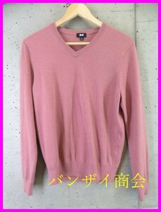 015m13◆良品です◆カシミヤ100％◆UNIQLO ユニクロ カシミヤニットセーター M/カーディガン/ジャケット/ゴルフ/メンズ/男性/紳士