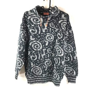 ミッソーニ MISSONI ニット タートルネック 渦巻柄 ロゴ入り グレー 黒系 Mサイズ 884786