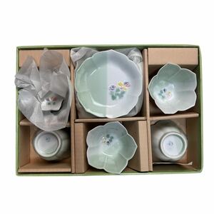 未使用 長期保管品 小鉢 小皿 箸置き 各5個 セット 花柄 白 緑 食器 器 花型 和食器
