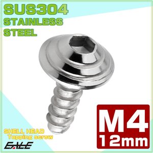 M4×12mm タッピングネジ シェルヘッド 六角穴付き カスタムヘッドデザイン シルバー TC0076