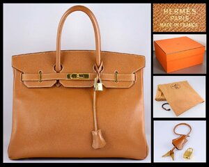 HERMES エルメス バーキン35 箱・袋付 ゴールド ゴールド金具 ハンドバッグ エプソン ○Ｚ刻印 レディース ■ 正規品・本物保証 ■