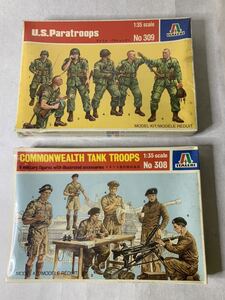 絶版！当時物プラモデルITALERI製1/35 scale イギリス連邦軍戦車兵、アメリカ　パラシューター　未開封品セットで