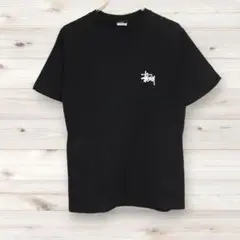 B1102【ステューシー】STUSSY 半袖Tシャツ（S）黒 ロゴプリント 綿