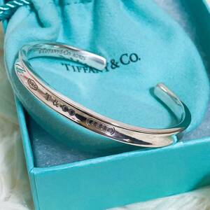 未使用級 箱付き Tiffany ティファニー 1837 ナロー カフ バングル ブレスレット silver 925 シルバー メンズ レディース アクセサリー