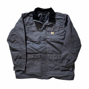 1スタ US企画 Carhartt カーハート ビッグ＆トール ダック フィールド コート ワークジャケット コーデュロイ襟 グレー メンズ XL相当