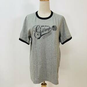 YH0264 Hush Puppies ハッシュパピーズ メンズ Tシャツ 半袖 薄手 プリント L グレー 綿100％ 万能 上質 ベーシックカジュアルスタイル