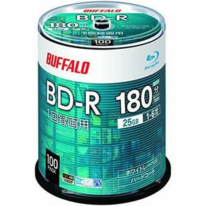 バッファロー ブルーレイディスク BD-R 1回録画用 25GB 100枚 スピンドル 片面1層 1-6倍速 ホワイトレーベル RO-BR25