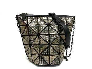 1円 ■美品■ BAO BAO ISSEY MIYAKE バオバオイッセイミヤケ PVC チェーン ショルダーバッグ クロスボディ シルバー系×ブラック系 FJ2596