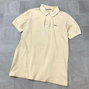 美品 希少 70‘s フランス製 CHEMISE LACOSTE フレンチ ラコステ 大きいサイズ 鹿子 半袖 ポロシャツ メンズ サイズ6 XL ベージュ