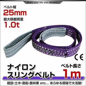 未使用 スリングベルト 1m 幅25mm 使用荷重1000kg 吊りベルト ベルトスリング ナイロンスリング ナイロンスリングベルト 繊維ベルト 