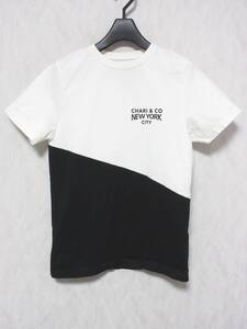 CHARI&CO. チャリ＆コー ロゴ バイカラー 半袖 Tシャツ レディース XS ホワイト ブラック　yg6413