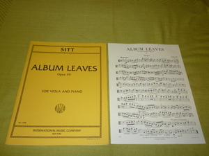 ヴィオラ　ピアノ　楽譜　ALBUM LEAVES　Opus39　FOR　VIOLA AND　PIANO　　SITT　洋書