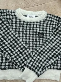 Eé check mohair knit white×black