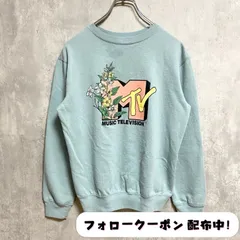 古着 used　MUSIC TELEVISION　長袖プリントスウェット　トレーナー　水色　クルーネック　秋冬服