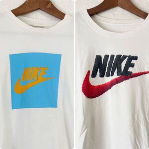 ナイキ プリントロゴTシャツ 2枚セット★Mサイズ ホワイト 白 古着好き 綿 NIKE スウッシュ ビンテージ スポーツ トレーニング 部屋着