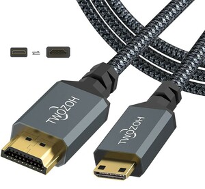 Twozoh ロングミニ HDMI to HDMIケーブル10M HDMI -ミニHDMI 編組コード720P1080Pプロジェクター モニター タブレットビデオカメラ対応A10