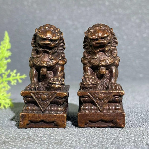 【超珍館蔵】銅製 獅子一對 置物 古賞物 古美術品 稀少珍蔵品