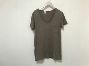 本物エヌハリウッドNHOLLYWOODコットンVネック半袖Tシャツメンズビジネススーツアメカジミリタリーサーフカーキグレー38M日本製