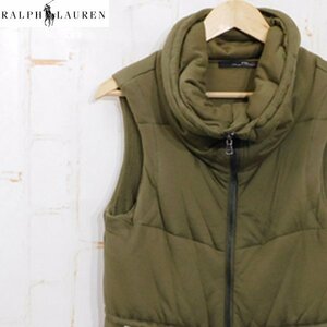 RLX ラルフローレン　RALPH LAUREN■中綿入りベスト■S■カーキ　デザインベスト　レディース　【古着】　※2519268