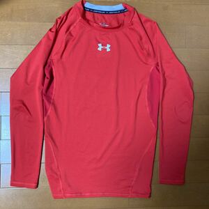 UNDER ARMOUR 長袖シャツ MD 赤 ヒートギア コンプレッション l/s ロングスリーブ インナー M HG ロンT 丸首 クルー RED