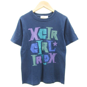 エックスガール x-girl Tシャツ カットソー 半袖 クルーネック プリント 1 ネイビー 紺 /YM17 レディース