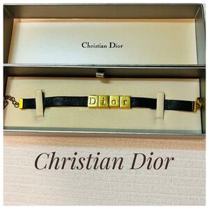 Christian Dior ディオール　ロゴプレート　ブレスレット　レザー