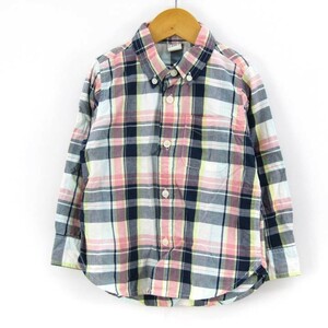 ベビーギャップ 長袖チェックシャツ ボタンダウン カットソー 女の子用 100サイズ 紫 キッズ 子供服 babyGAP