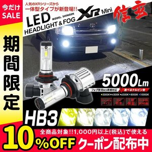 明るさ3倍!! ハイビームを最新LEDに テリオス J102G/J122G H12.5~H18.1 信玄LED XRmini 5000LM オールインワン 5色カラーチェンジ HB3