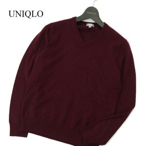 UNIQLO ユニクロ 秋冬 高級 カシミヤ100％★ Vネック ニット セーター Sz.S　メンズ　A3T12234_A#K