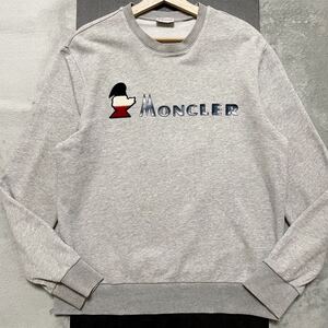 Lサイズ★MONCLER MAGLIA モンクレール マグリア スウェット トレーナー クルーネック 長袖 ロゴ 刺繍 雄鶏 トリコロール グレー メンズ