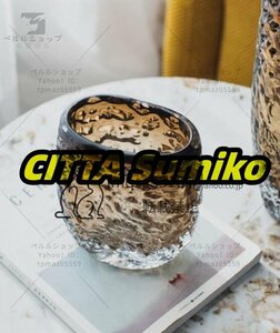 北欧風　高級感　花器　　瑠璃花瓶　飾り物　　アイデア　琥珀色　リビング　　ダイニングルーム　サイズ：S